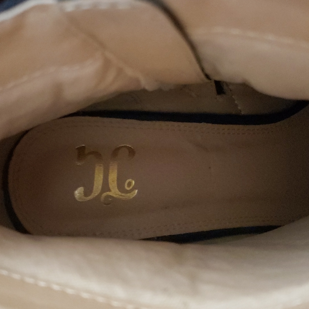 Journee Collection Navy Blue Suede Peep-Toe Ankle Booties - Picture 6 of 7